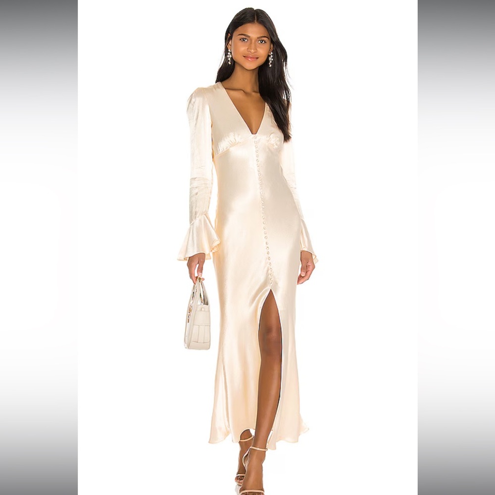Shona Joy La Lune Frill Cuff Bias Midi Dress